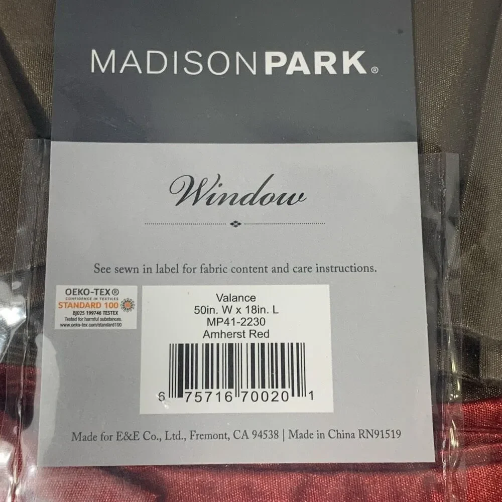 Madison Park Home Decor Window Valance Amherst Red 50x18